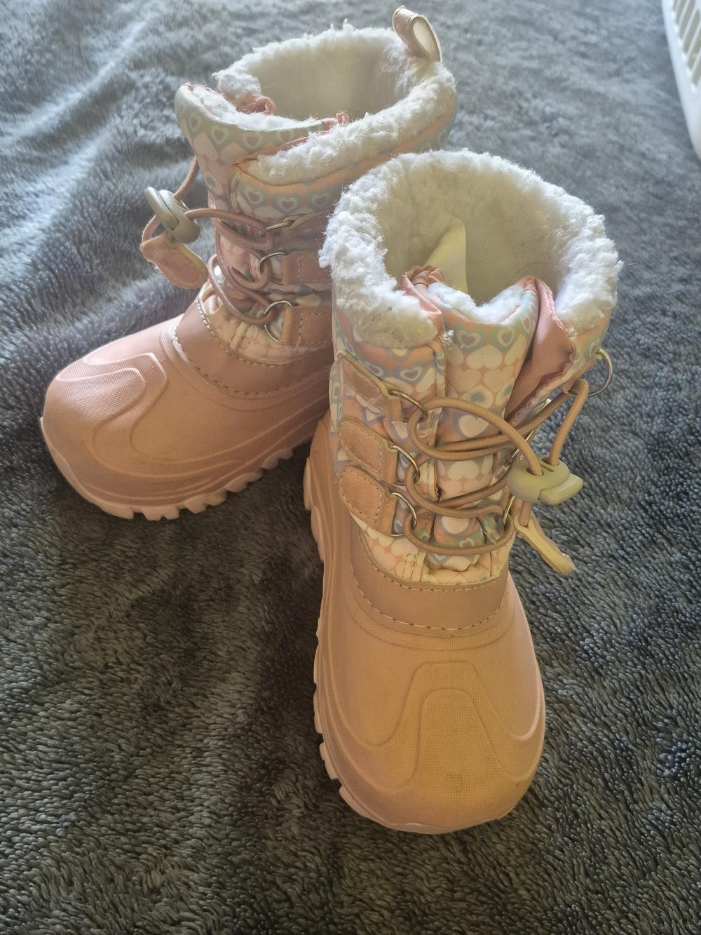 Girls' Pink Fleece-Lined Winter Boots with Toggle Laces